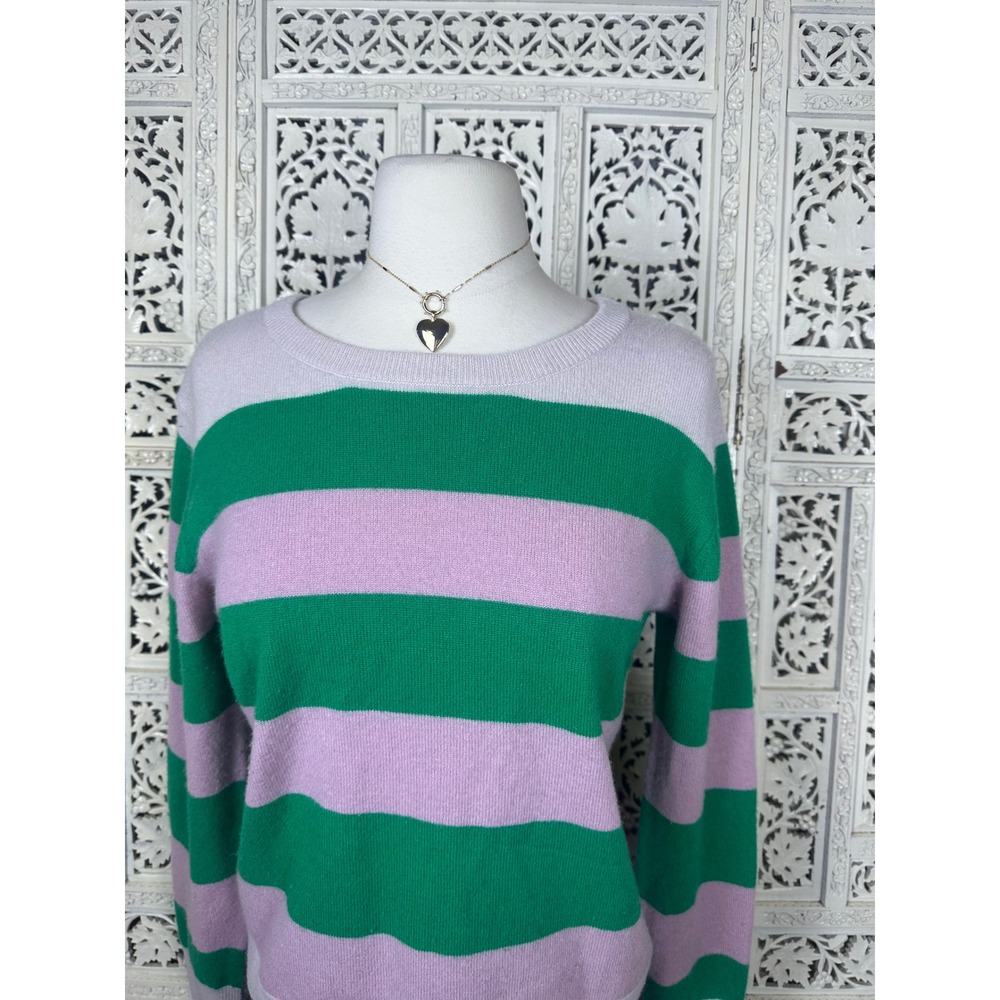 Tsumori Chisato Pink & Green 100%Cashmere Striped Long Sleeve Crew Neck Sweater - Picture 2 of 8